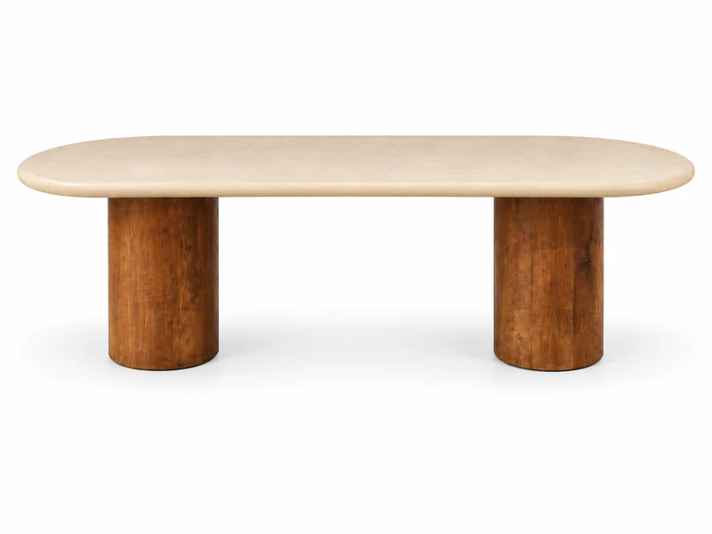 Table à manger Havana 95 po en fibrociment et teck – Atoll