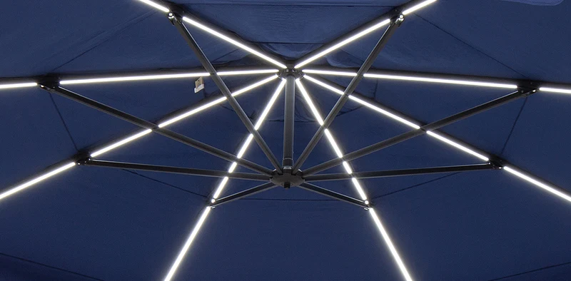 Parasol Cantilever Treasure Garden Starlux AKZ Plus 13’ Octogonal Black | Parasol Déporté avec Lumières Intégrées