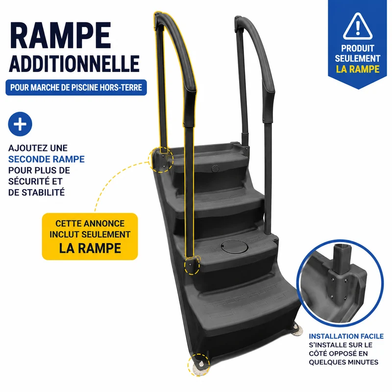 Rampe additionnelle pour marche de piscine hors terre Lumi-O I-Step – Midnight Grey