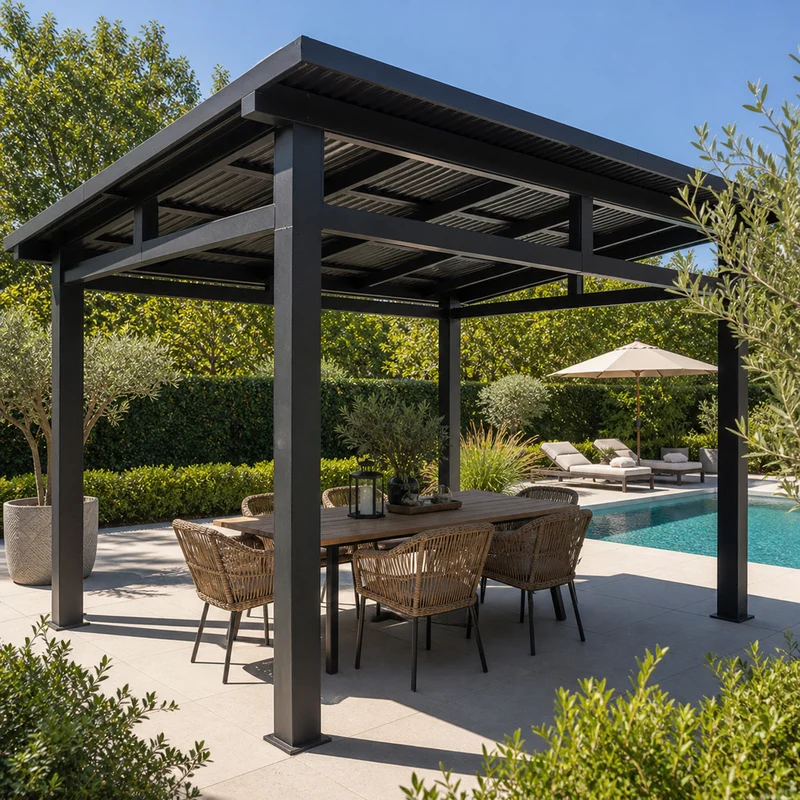 Gazebo Plaza Corriveau 12 pi x 14 pi noir – Toit en Galvalume