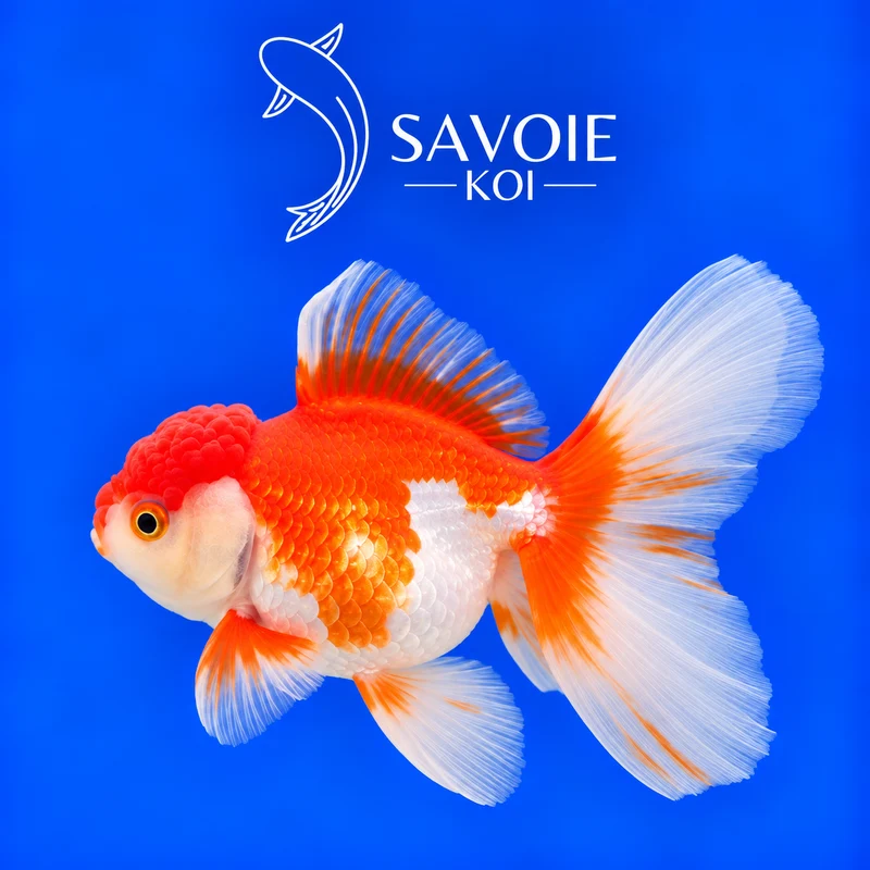 Red White Oranda Rosetail 8-10 cm - Spécimen 35