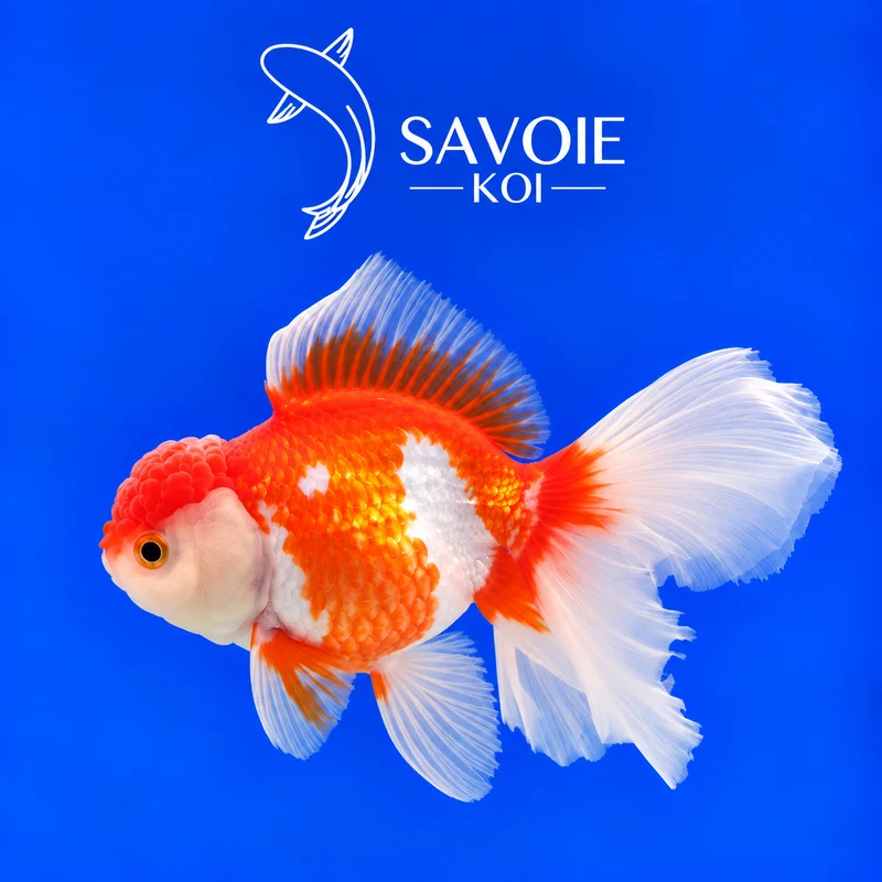 Red White Oranda Rosetail 8-10 cm - Spécimen 33