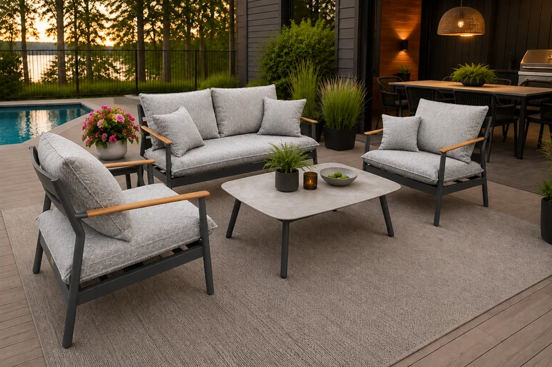 Ensemble de mobilier extérieur 5 morceaux Azura par ATOLL – Sofa 2 places, 2 fauteuils, table basse et table d'appoint