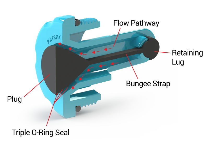 Bungee-Plug – Bouchon d’hivernisation à sangle (triple O-Ring), 1½″