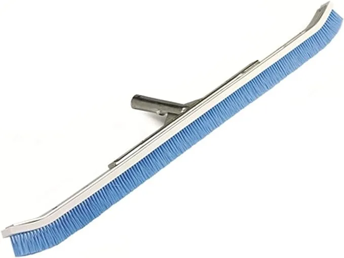 Brosse courbée professionnelle Pentair 24 po avec dos en aluminium et poils en nylon bleu – R111342