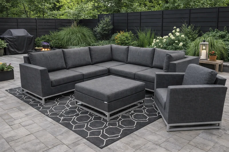 Sectionnel Toscan par HomeGard – Sectionnel Extérieur Modulaire 6 Pièces en Aluminium