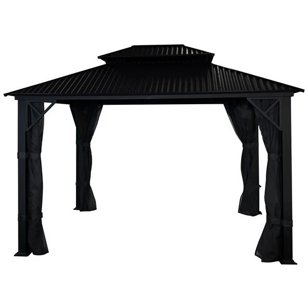 Gazebo Métropolis en Aluminium Noir avec Toit en Galvalume® - Corriveau International