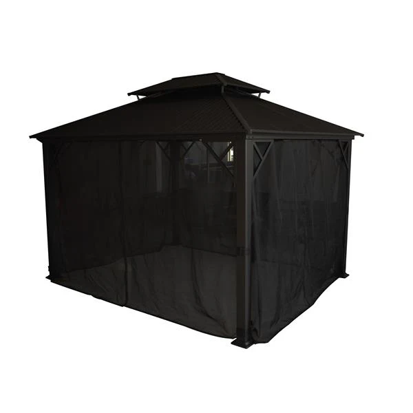 Gazebo Métropolis en Aluminium Noir avec Toit en Galvalume® - Corriveau International