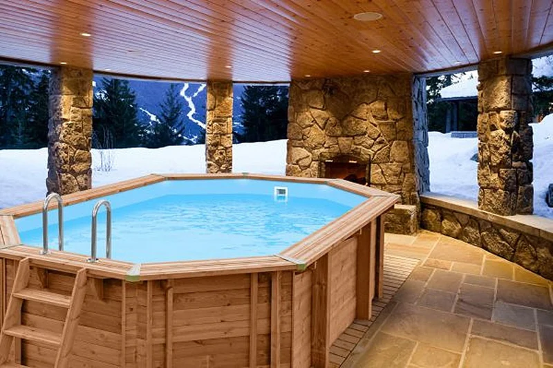 Interline Bali houten zwembad ovaal 640 x 400 x 138 cm compleet pakket
