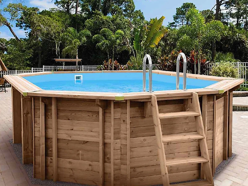 Interline Bali houten zwembad ovaal 640 x 400 x 138 cm compleet pakket