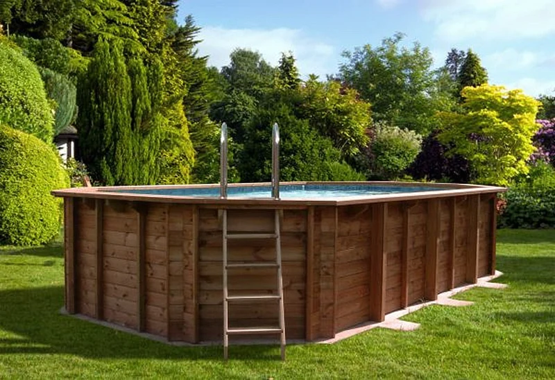 Interline Bali houten zwembad ovaal 640 x 400 x 138 cm compleet pakket
