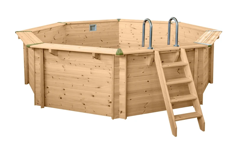 Interline Java houten zwembad rond Ø440 x 136 cm compleet pakket