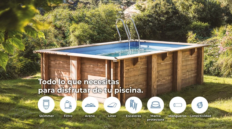 Piscina elevada de madera Gre Sunbay Vasto 428x136
