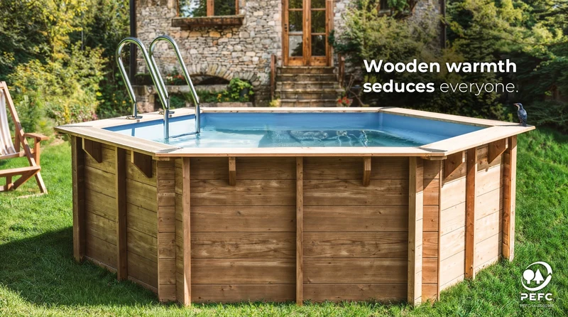 Piscina elevada de madera Gre Sunbay Bambu 535x335x130