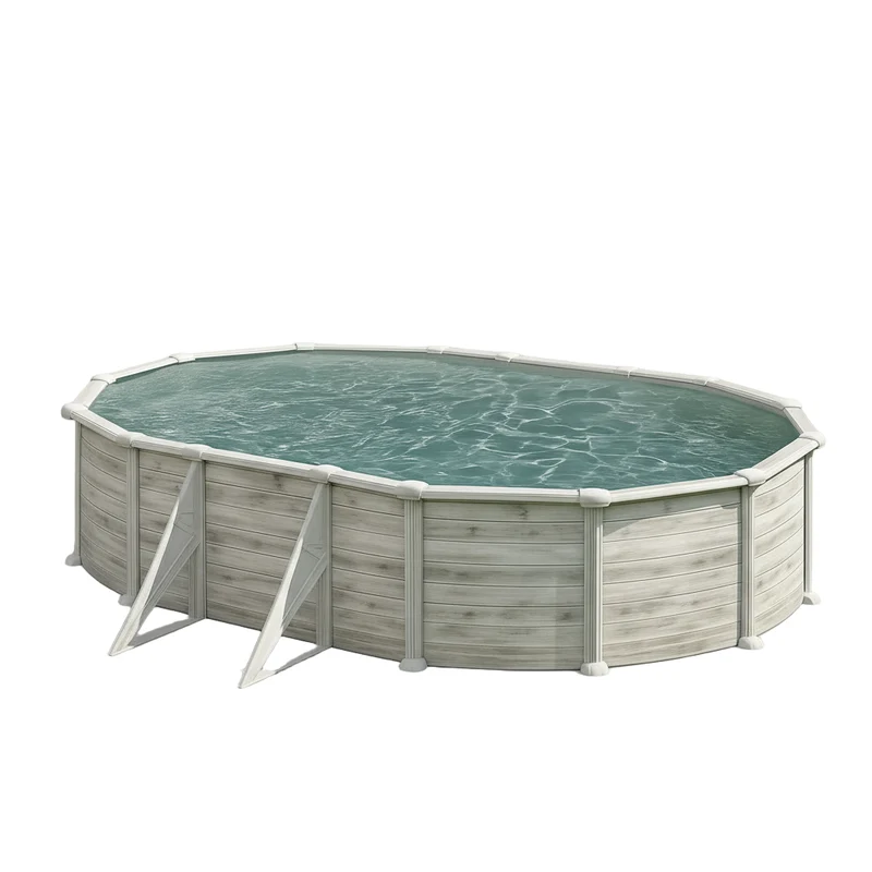 Piscina elevada imitación madera Gre Groenlandia Ovalada
