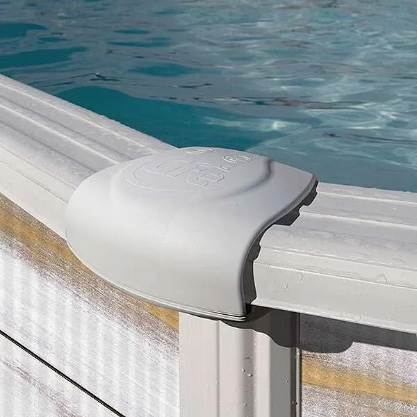 Piscina elevada imitación madera Gre Groenlandia circular