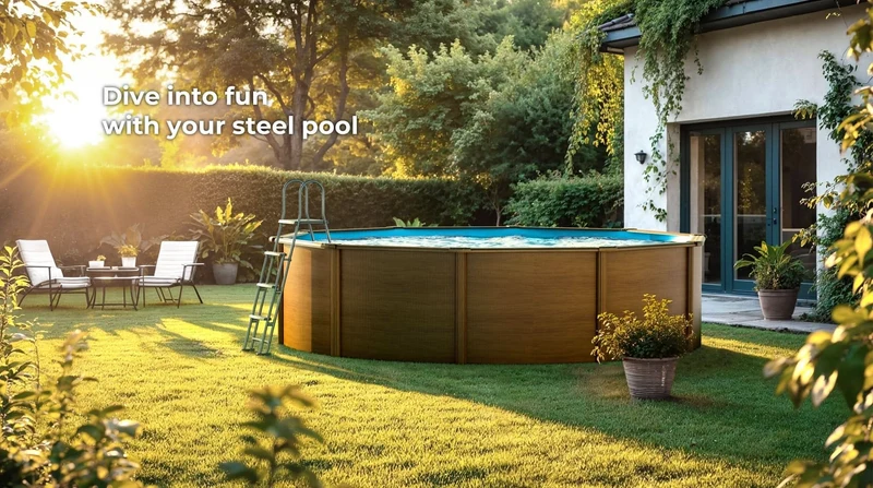 Piscina elevada Imitación Madera Gre Pacific Circular