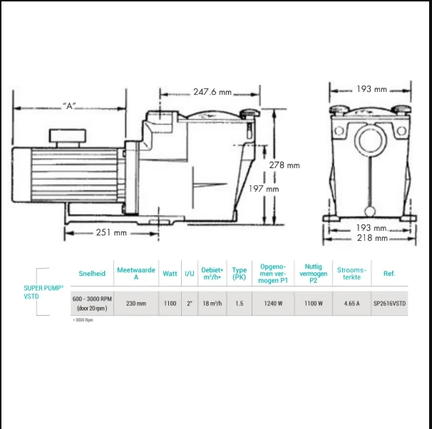 Hayward SuperPump VSTD 1.5 PK variabele zwembadpomp