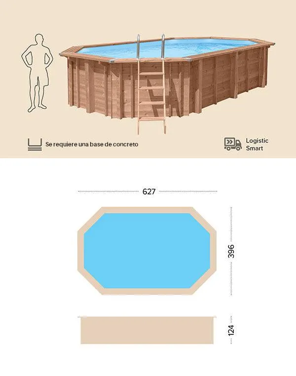 Piscina Madeira - SEA BREEZE - 6,07X3,96X1,31 (MT)