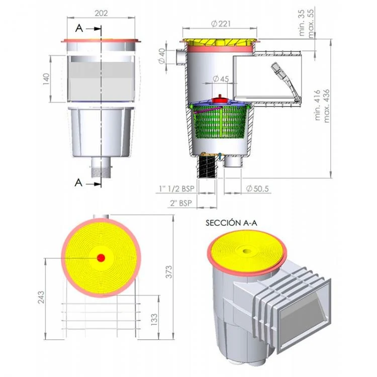 AstralPool - Skimmer 15L para piscina de hormigón