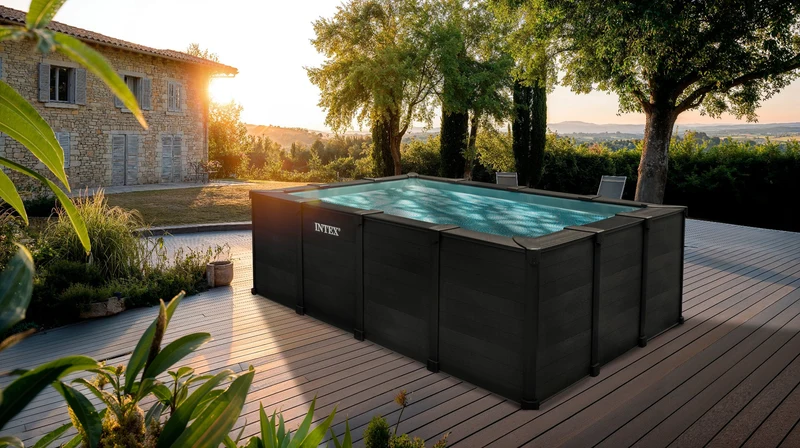 Intex Graphite Grey Panel zwembad - 400 x 300 x 124 cm - met zandfilterpomp en accessoires