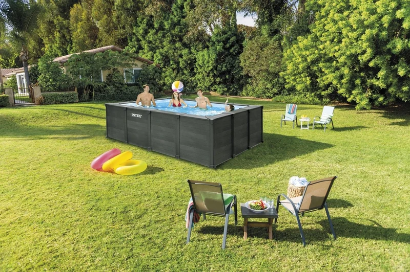 Intex Graphite Grey Panel zwembad - 400 x 300 x 124 cm - met zandfilterpomp en accessoires