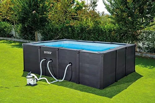 Intex Graphite Grey Panel zwembad - 400 x 300 x 124 cm - met zandfilterpomp en accessoires