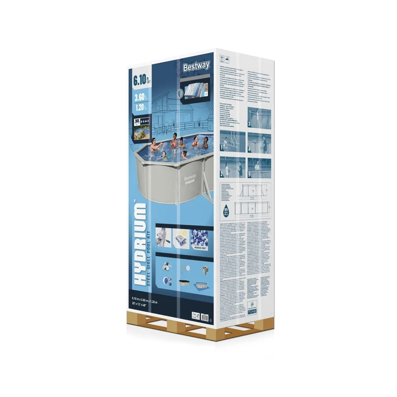 Bestway Hydrium stalen zwembad ovaal 610 cm x 360 cm x 120 cm