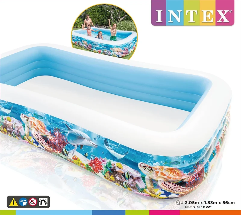 Intex zwembad 3 rings opblaasbaar 305 cm x 183 cm x 56 cm
