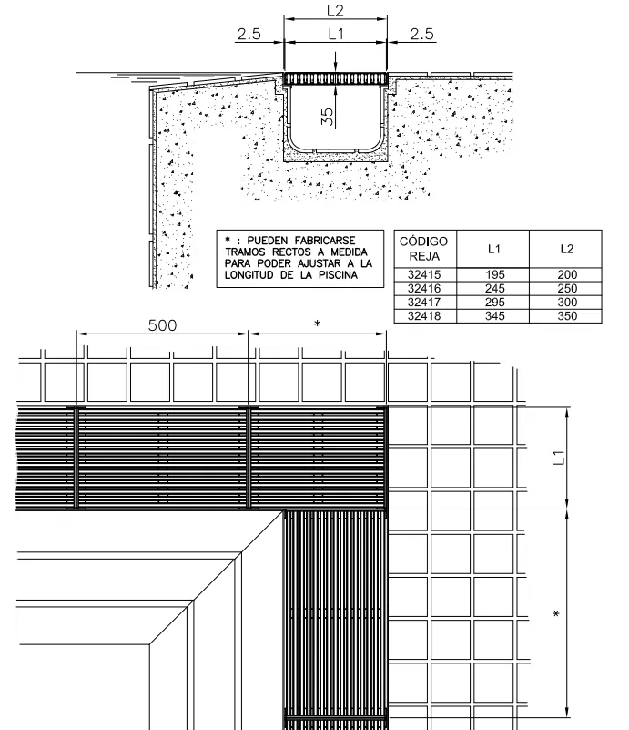 Grelha longitudinal INOX