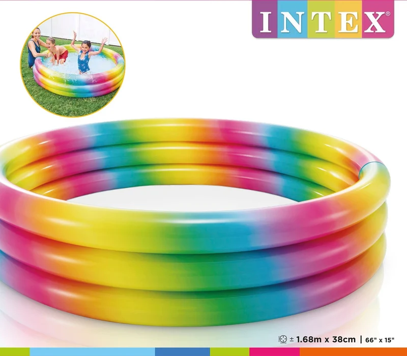 Intex opblaasbaar zwembad regenboog 168cm x 38cm