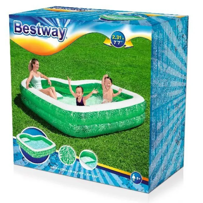 Familiebad Bestway Rechthoek Tropical Paradise Met Zitje Groen 231cm x 231cm x 51cm