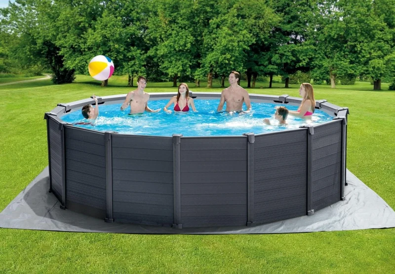 Intex Graphite Grey Panel zwembad - 478 x 124 cm - met zandfilterpomp en accessoires