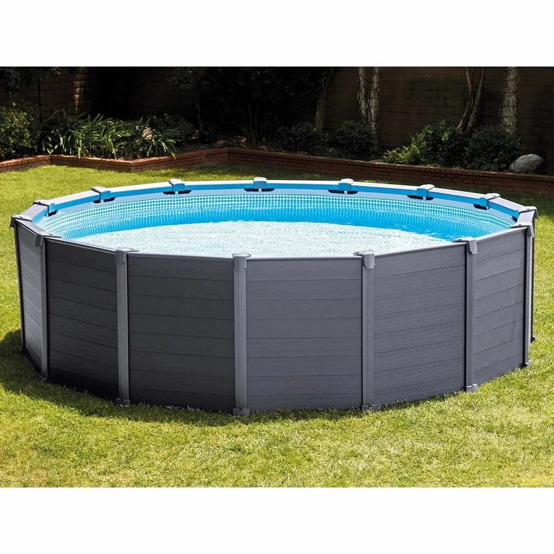 Intex Graphite Grey Panel zwembad - 478 x 124 cm - met zandfilterpomp en accessoires