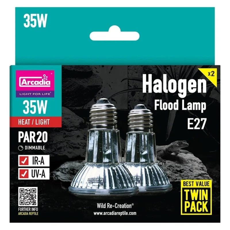 ARCADIA HALOGEN BASKING SPOT 35 WATT TWIN PACK