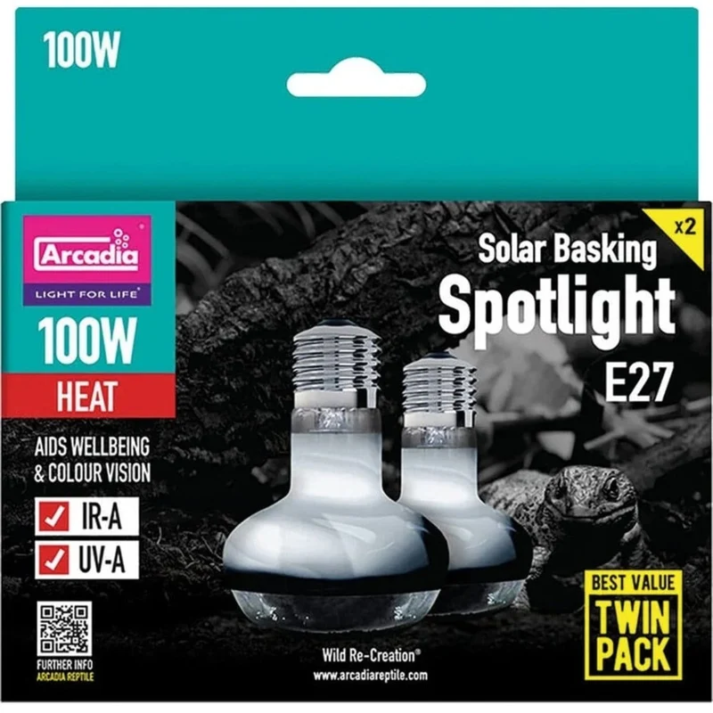 ARCADIA SOLAR BASKING SPOTLIGHT 100 WATT TWIN PACK