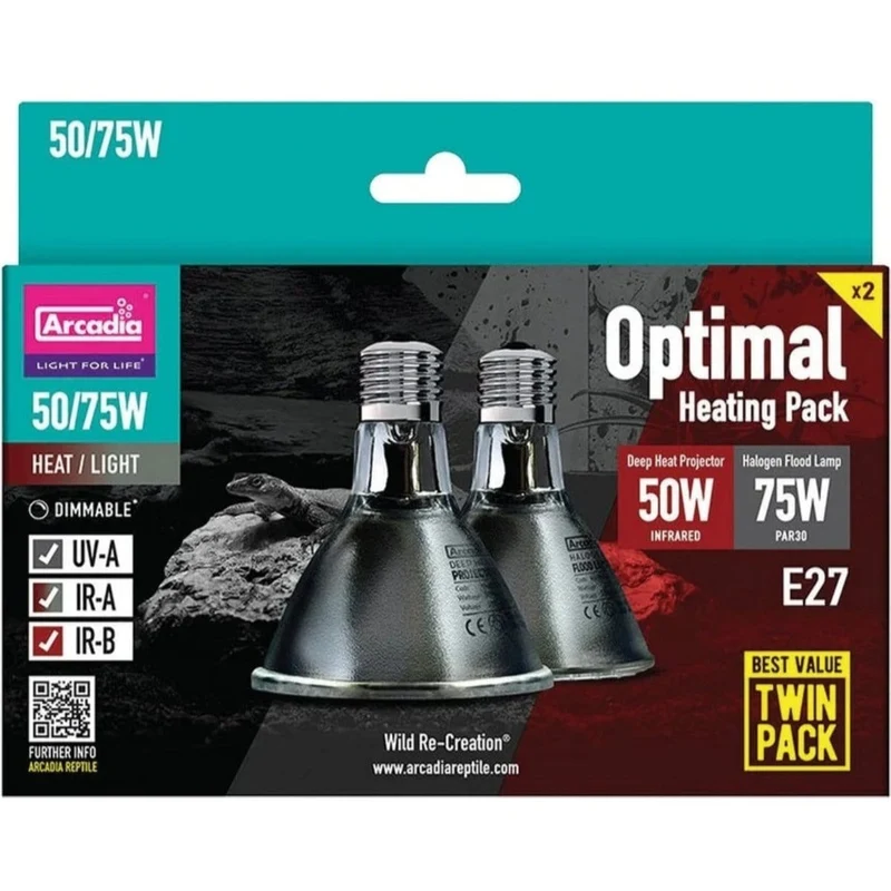 ARCADIA OPTIMAL HEATING PACK 75W HALOGEN 50W DEEP HEAT