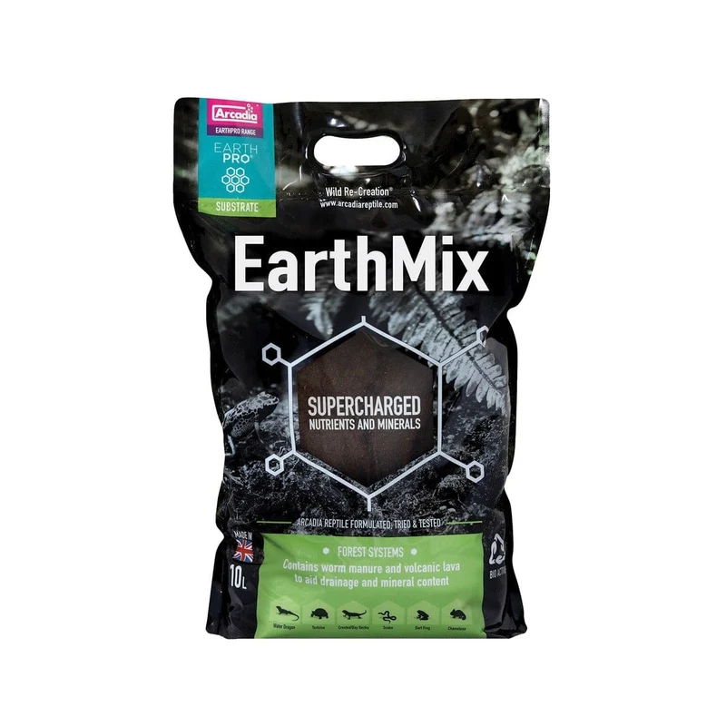 ARCADIA EARTHMIX 10 LITRE - Terreau spécial terrarium humide - Sac de 10L