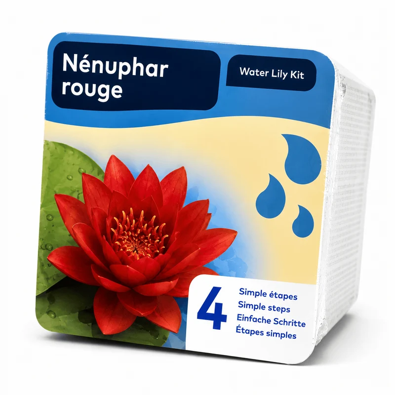 ❤️ Kit Nénuphar Rouge Prêt à Planter Aquifleur – Nymphaea avec Panier, Terreau & Gravier