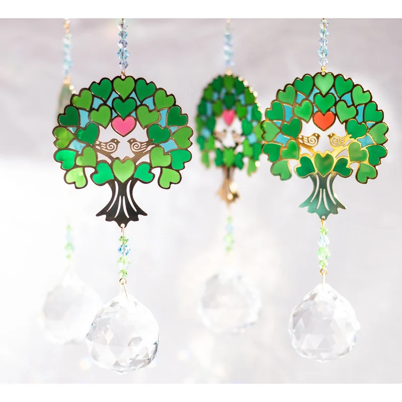Cristal Feng Shui Árbol de la Vida Verde