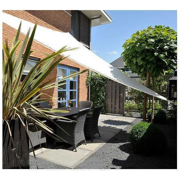 Toile d'ombrage triangle IMPERMEABLE 4M x 4M x 4M - Couleur Crème