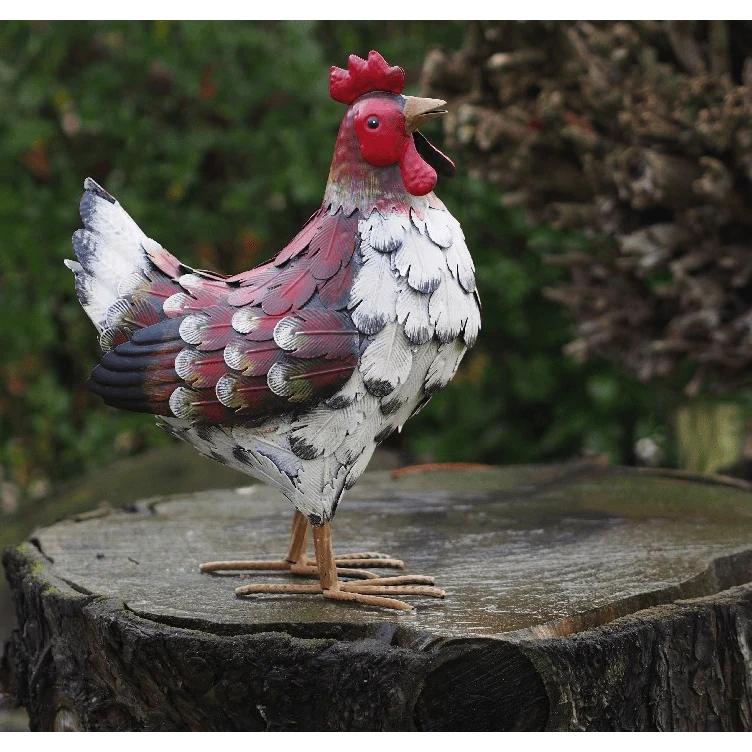Poule en métal recyclé - 36 x 16 x 29 CM