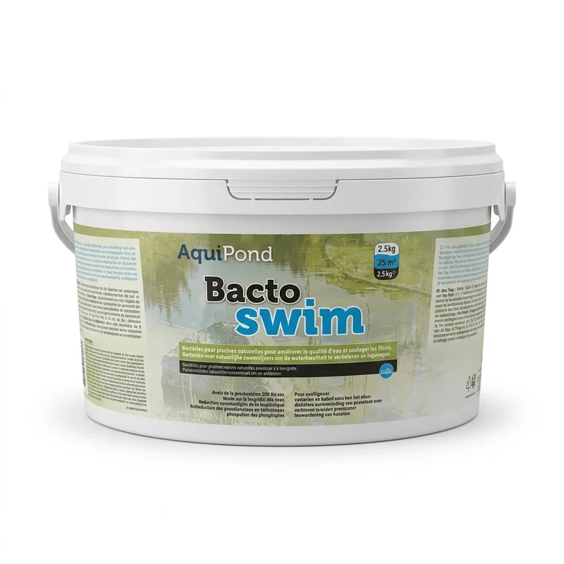 Aquipond BactoSwim Bactéries pour Piscine Naturelle – 2,5Kg – Favorise un environnement équilibré pour limiter naturellement la présence d’algues et de vase – Pour piscine de 10 à 25M²