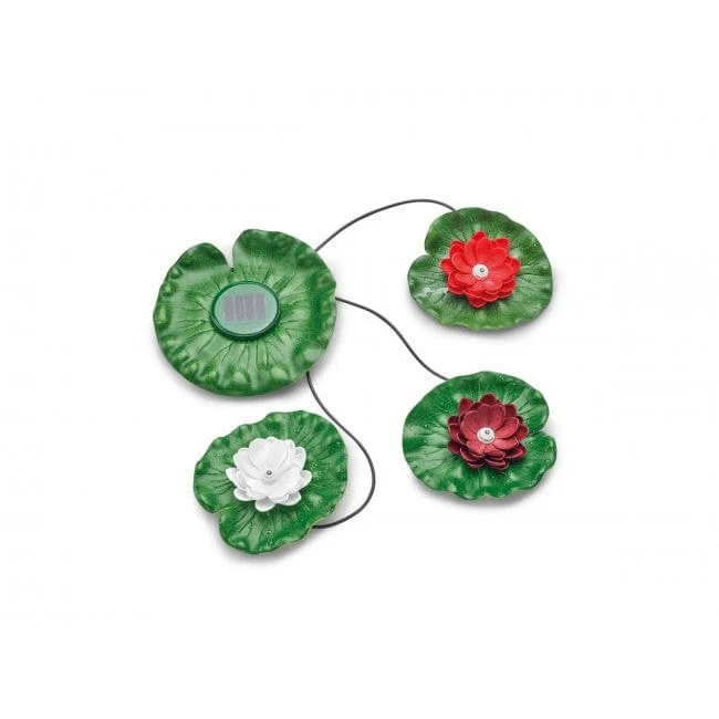 PondoSolar Lily LED Set 3 - Nénuphars flottants en plastique avec trois LEDs intégrées - Pontec