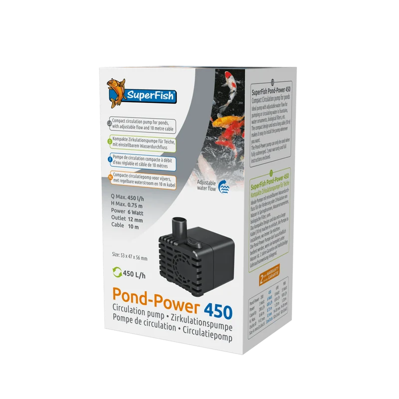 Pond-Power 450 - Pompe de circulation ou pour petits jeux d'eau - Superfish