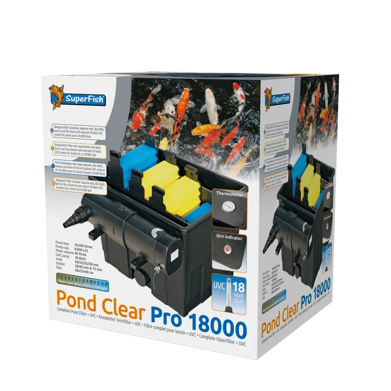 Pond Clear PRO 18000 avec UV 18W - Kit complet gravitaire - Superfish