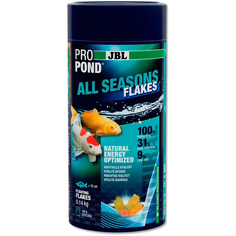 JBL ProPond All Seasons Flakes - 1L/0.14kg - Flocons alimentaires 4 saisons pour carpes koï et autres poissons de bassin