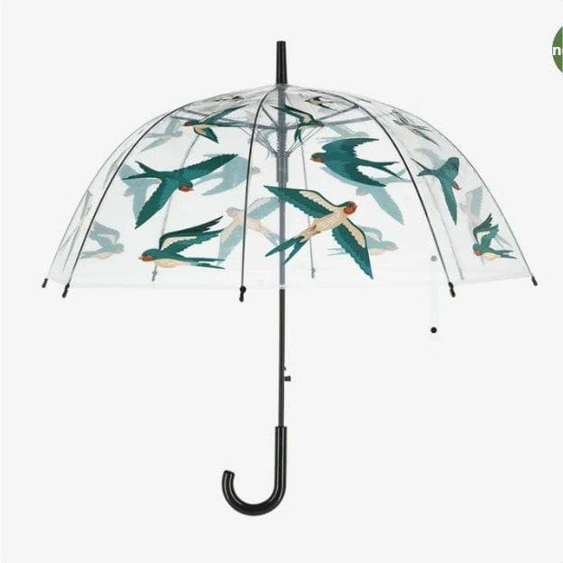 Parapluie transparent avec de jolies hirondelles