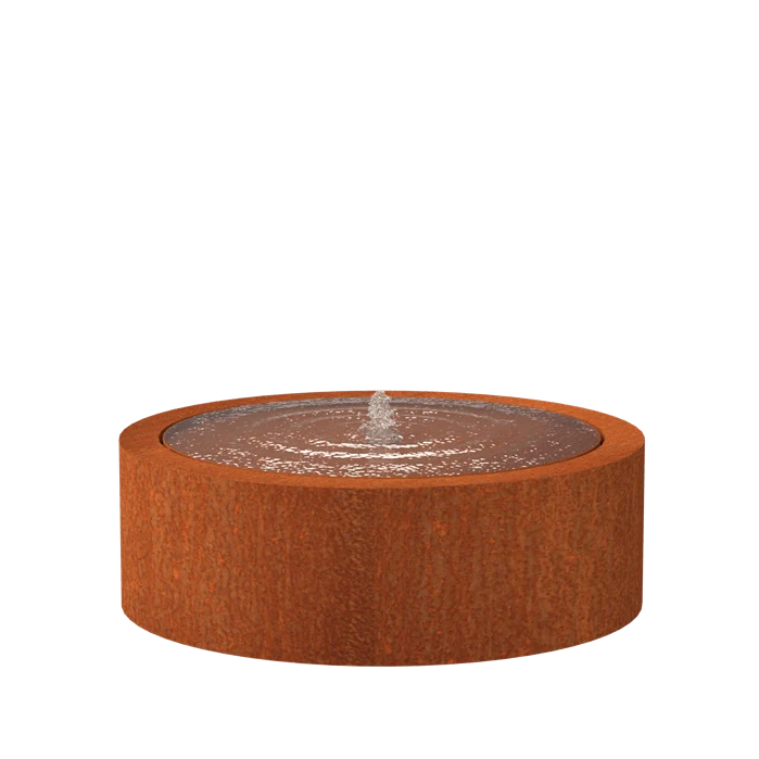 Table d'eau rond en acier corten 120 x 40CM - Avec 1 fontaine + LED