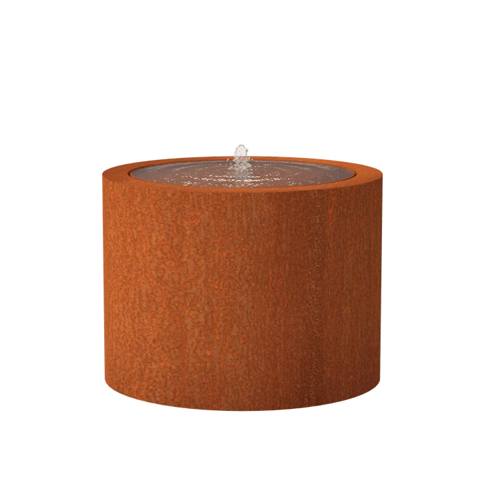 Table d'eau rond en acier corten 100 x 75CM - Avec 1 fontaine + LED
